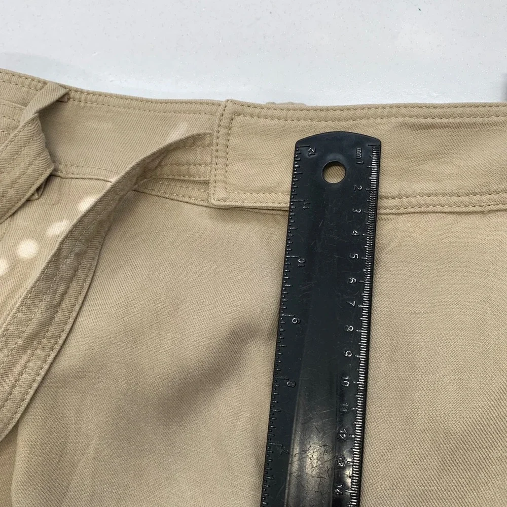 Banana Republic Khaki  Linen Blend Cargo Utility Pants Women 18 Pleated Belted